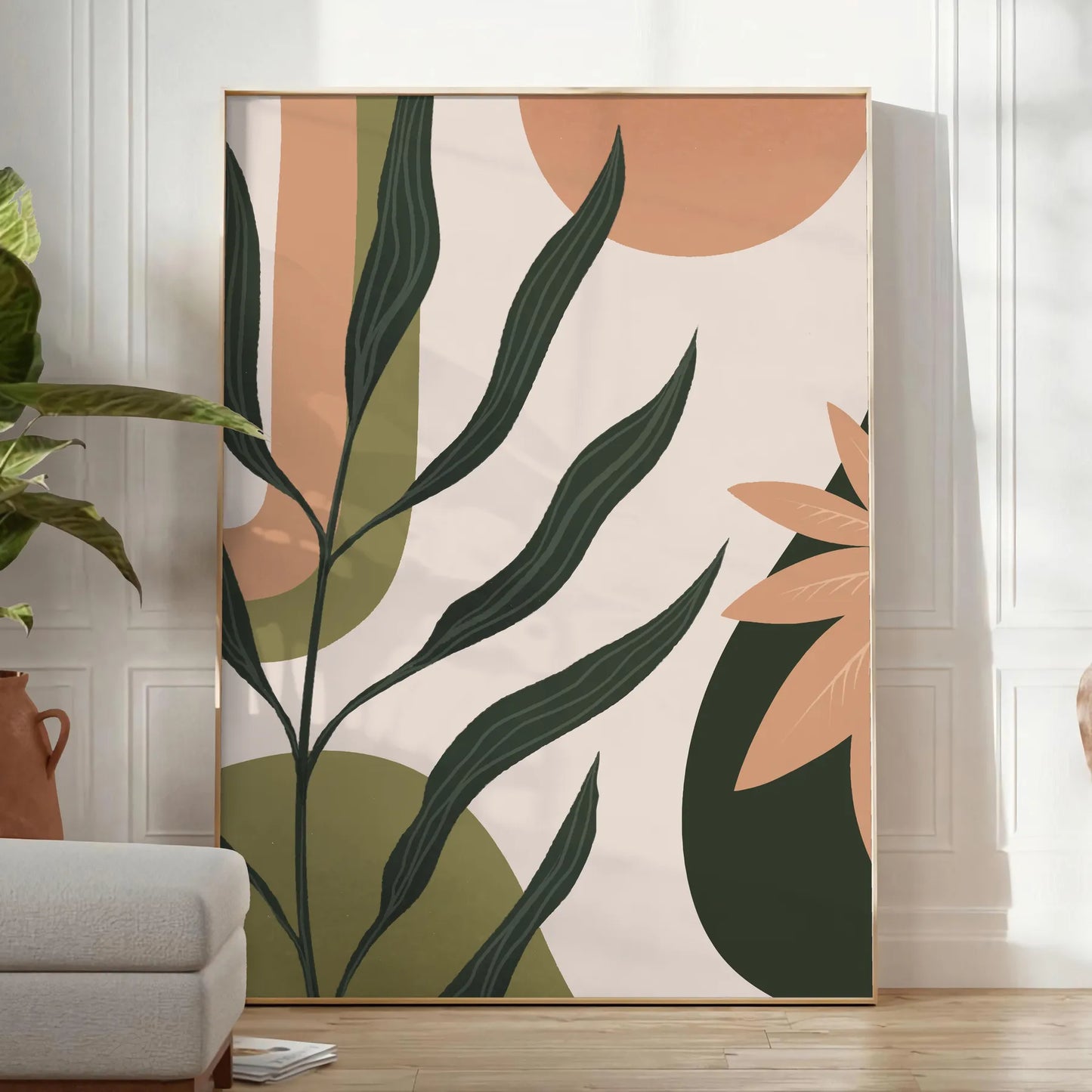 space Boho Art Wall poster abstract designs vibrant green orange hues stunning print modern bohemian touch room unique gift personal artwork