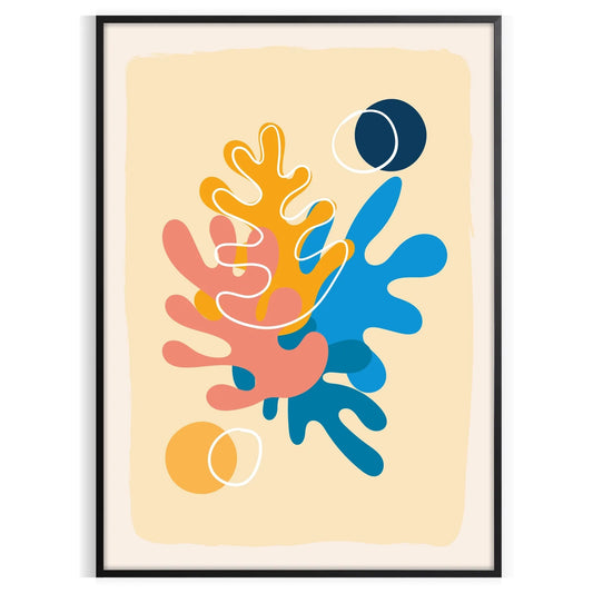 space captivating boho abstract poster vibrant orange blue hues wall art print unique gift sure sizes A4 cm A0 home decor artwork today