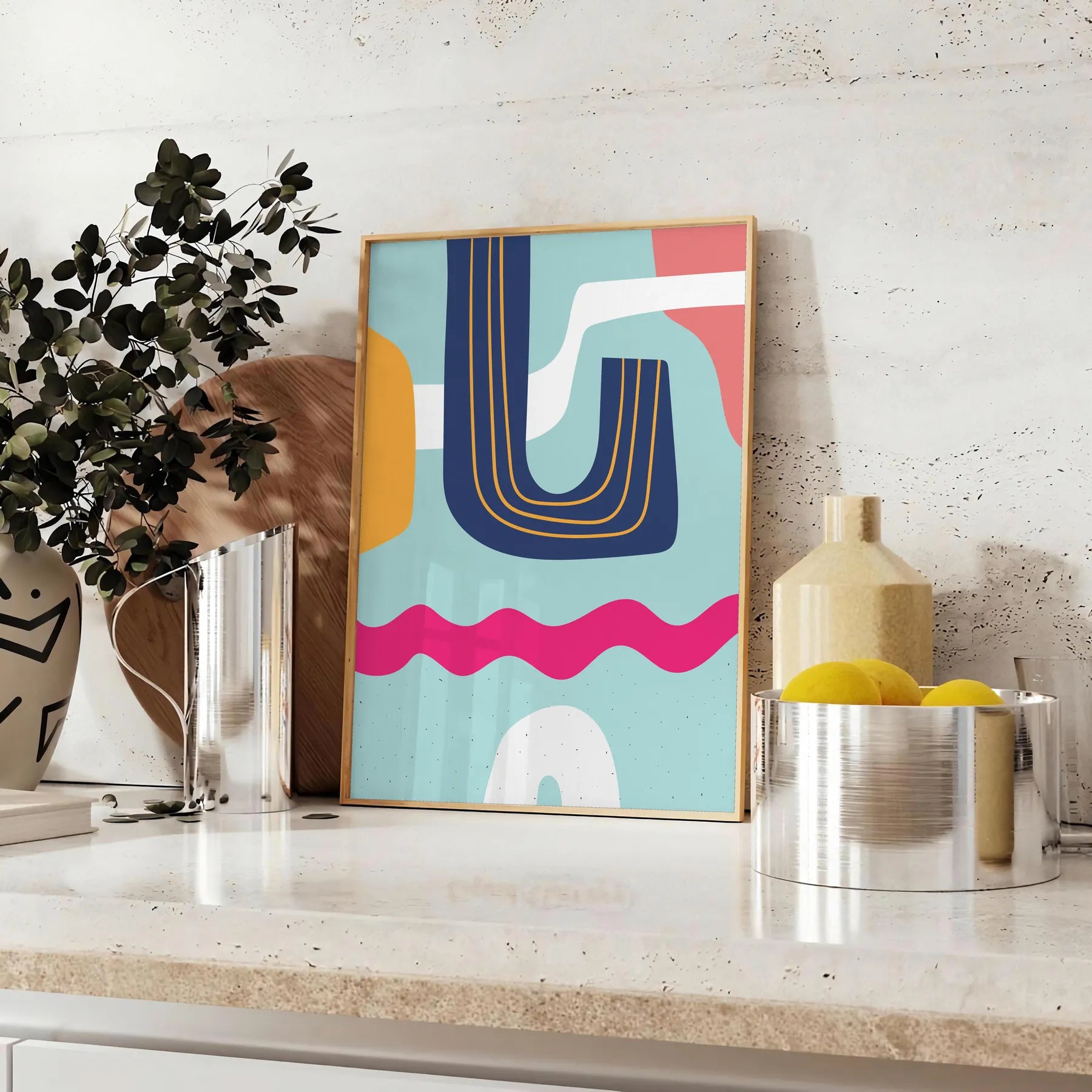 splash creativity space colorful boho wall art poster abstract design vibrant blue yellow hues stunning artwork perfect print lovers gift available sizes A4 cm A0