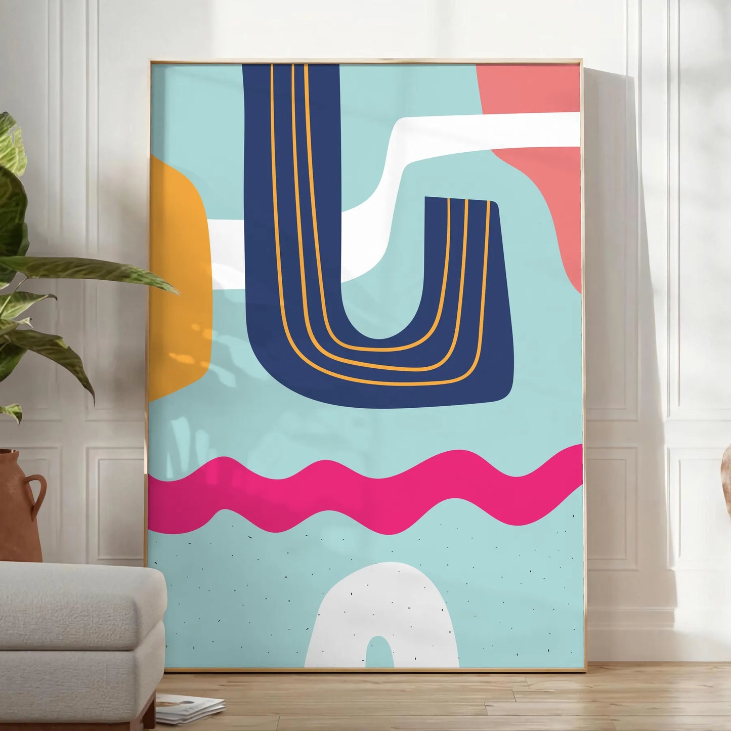 splash creativity space colorful boho wall art poster abstract design vibrant blue yellow hues stunning artwork perfect print lovers gift available sizes A4 cm A0