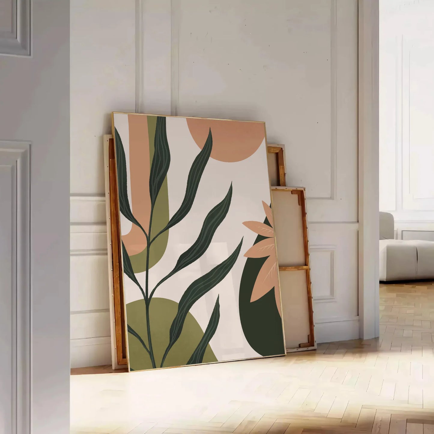 space Boho Art Wall poster abstract designs vibrant green orange hues stunning print modern bohemian touch room unique gift personal artwork