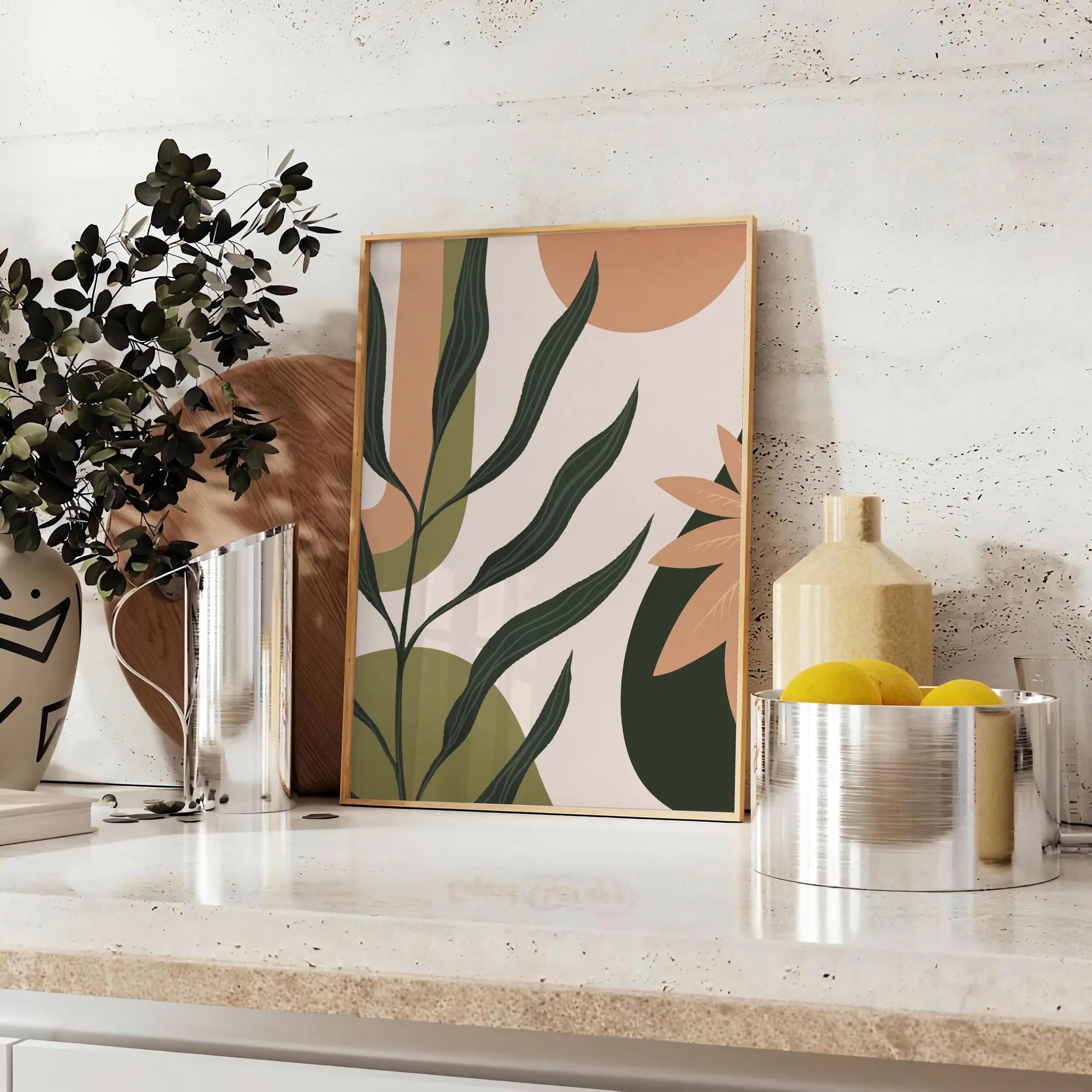 space Boho Art Wall poster abstract designs vibrant green orange hues stunning print modern bohemian touch room unique gift personal artwork