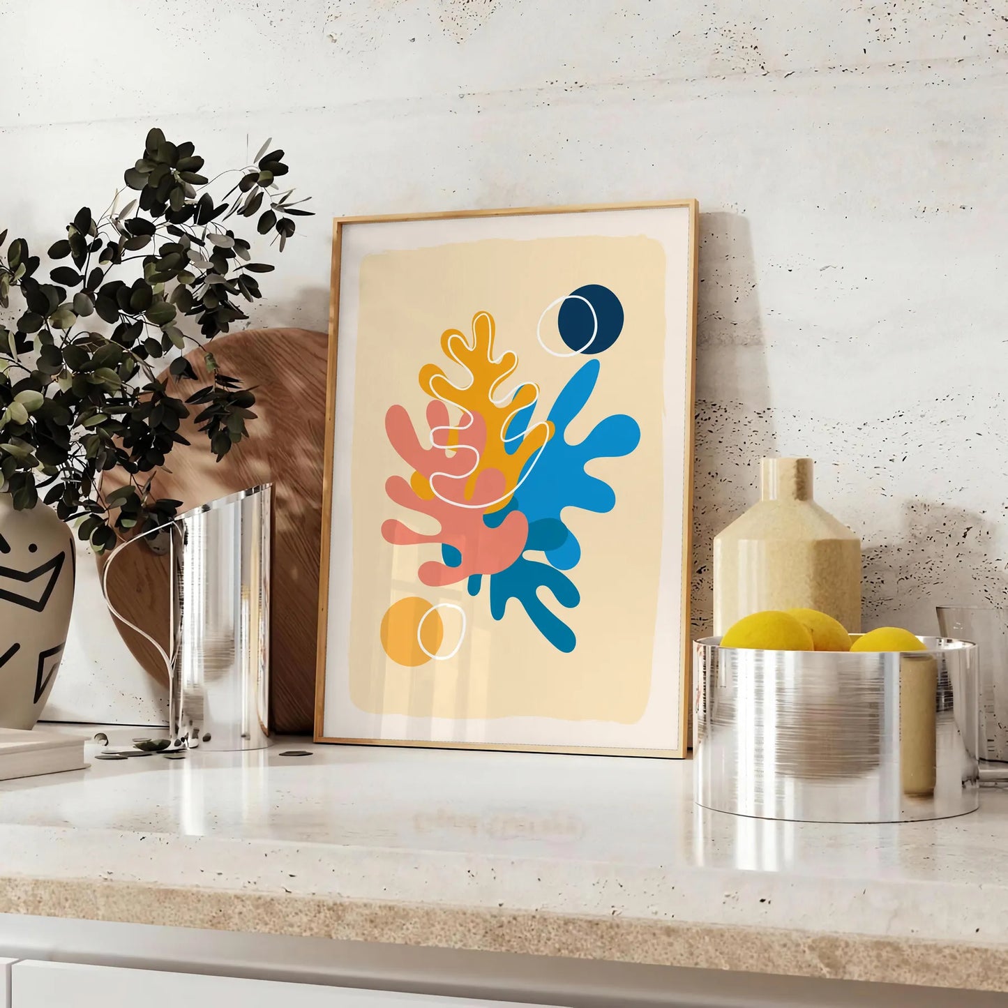 space captivating boho abstract poster vibrant orange blue hues wall art print unique gift sure sizes A4 cm A0 home decor artwork today