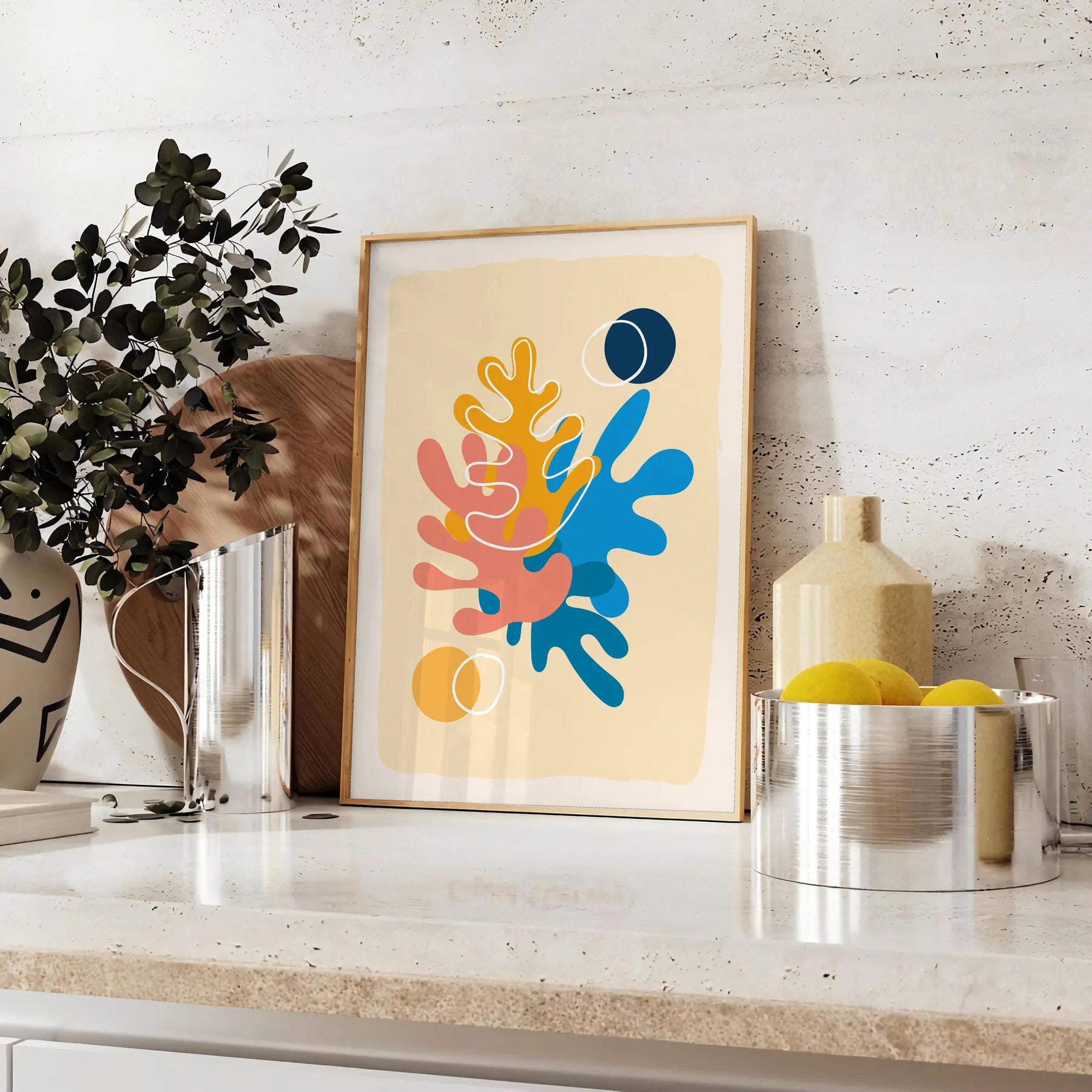 space captivating boho abstract poster vibrant orange blue hues wall art print unique gift sure sizes A4 cm A0 home decor artwork today