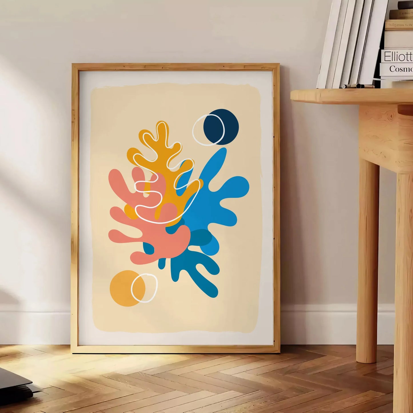 space captivating boho abstract poster vibrant orange blue hues wall art print unique gift sure sizes A4 cm A0 home decor artwork today